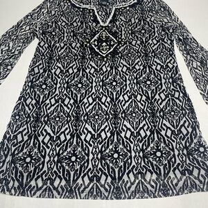 INC Elegant Black and White Geometric Women's Top Large